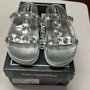 Belinda Embellished Clear Slide Sandal (Women) Size 7